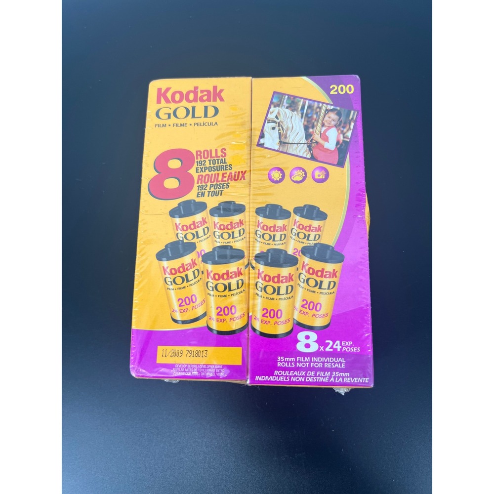 Kodak Gold 200 35mm Film 8 Rolls 192 Total Exp Expired 2009 Deadstock NOS
